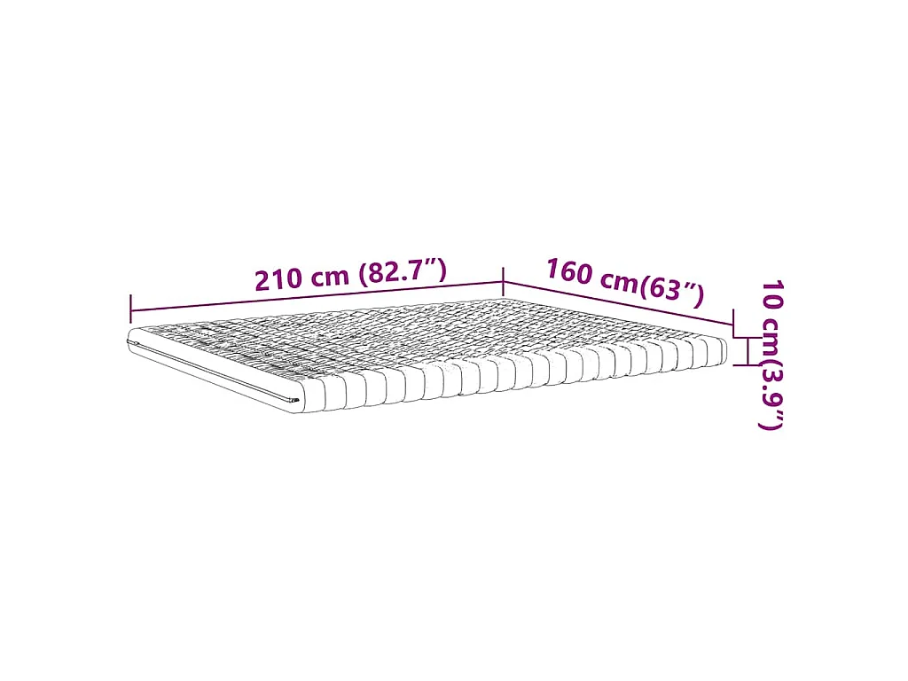 Matelas en mousse blanc 160x210 cm 7 zones dureté 20 ILD