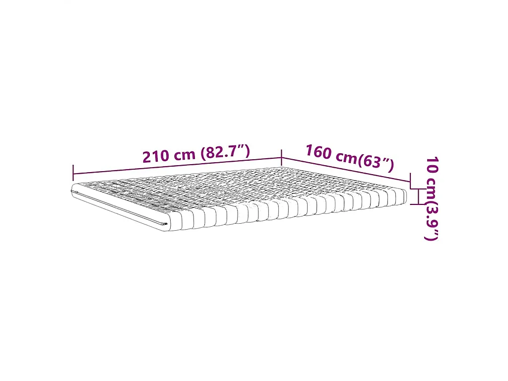 Matelas en mousse blanc 160x210 cm 7 zones dureté 20 ILD