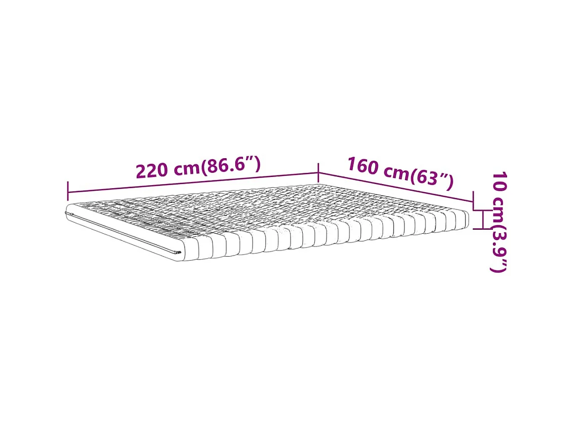 Matelas en mousse blanc 160x220 cm 7 zones dureté 20 ILD