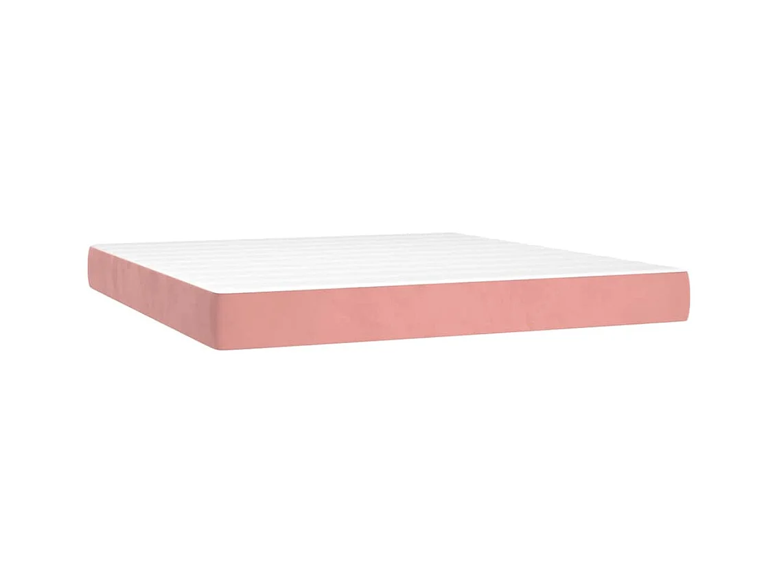 Matelas de lit à ressorts ensachés rose 160x220x20 cm velours