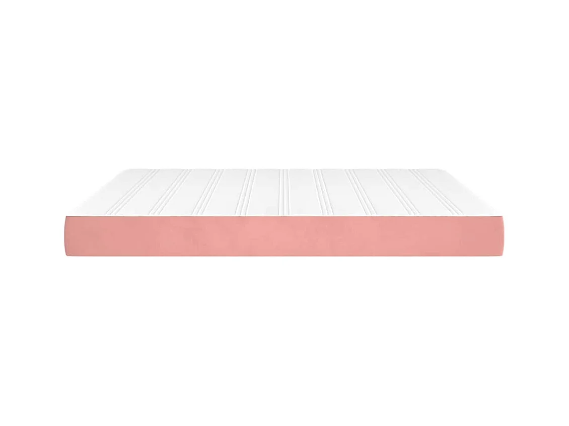 Matelas de lit à ressorts ensachés rose 160x220x20 cm velours