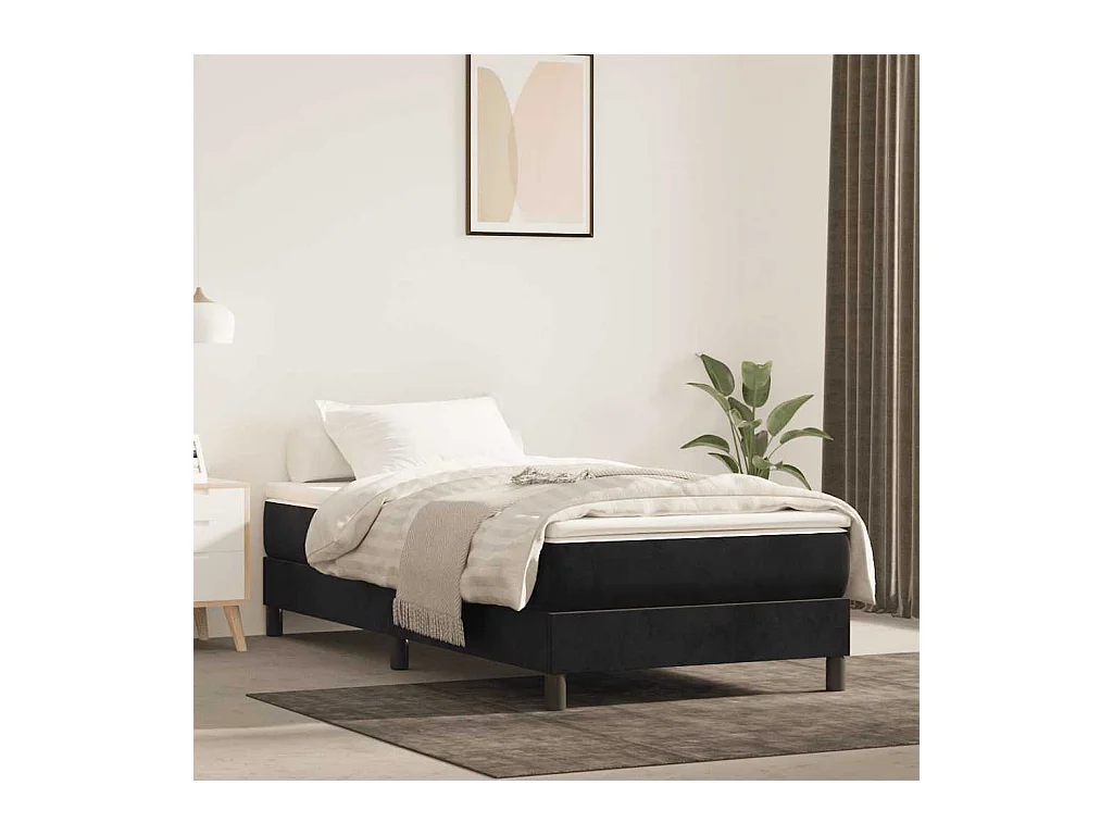 Matelas de lit à ressorts ensachés noir 100x210x20 cm velours