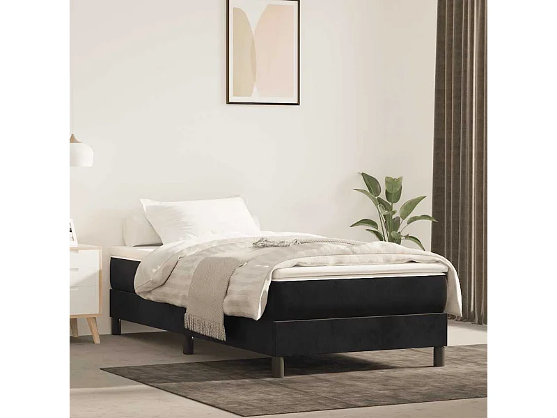 Matelas de lit à ressorts ensachés noir 100x210x20 cm velours