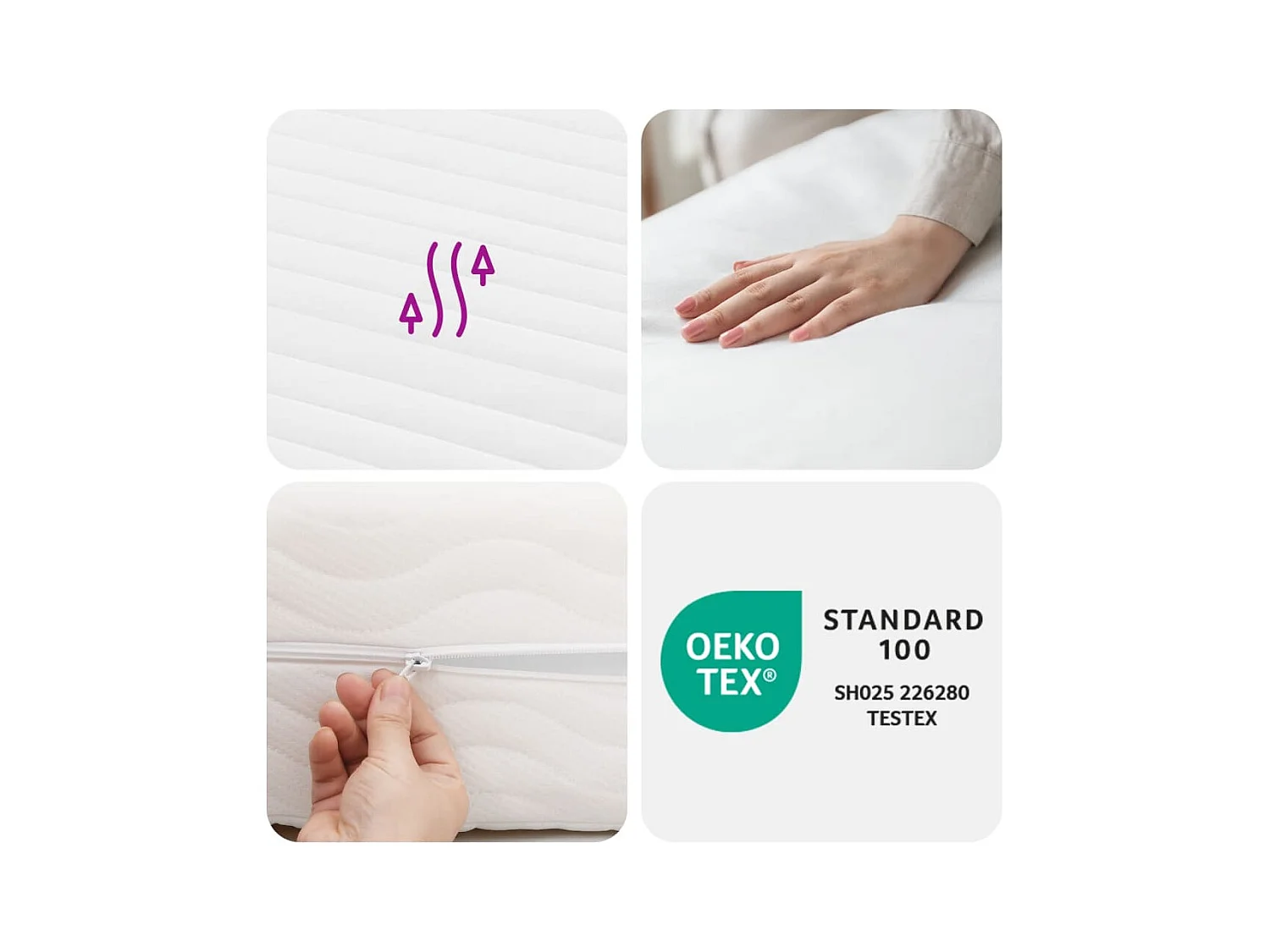 Matelas en mousse blanc 90x220 cm dureté H2 H3