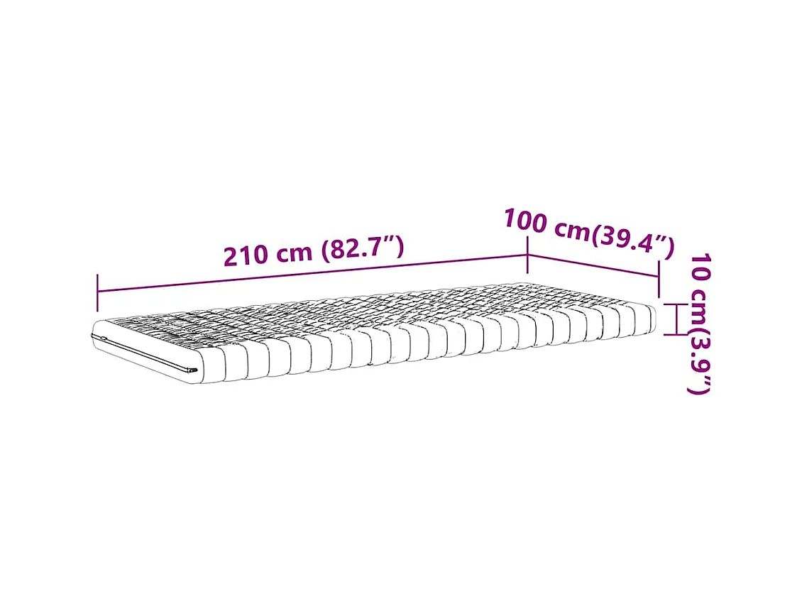 Matelas en mousse blanc 100x210 cm 7 zones dureté 20 ILD
