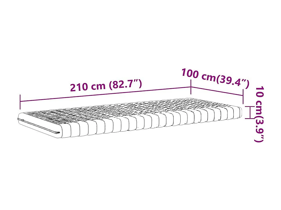 Matelas en mousse blanc 100x210 cm 7 zones dureté 20 ILD