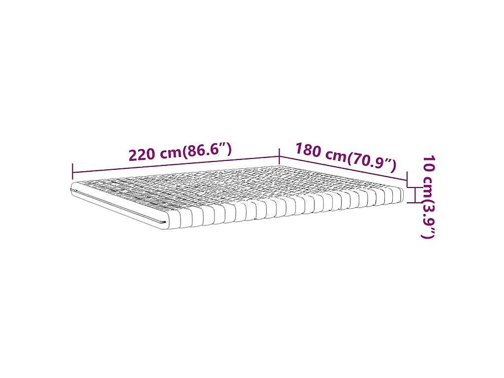 Matelas en mousse blanc 180x220 cm 7 zones dureté 20 ILD
