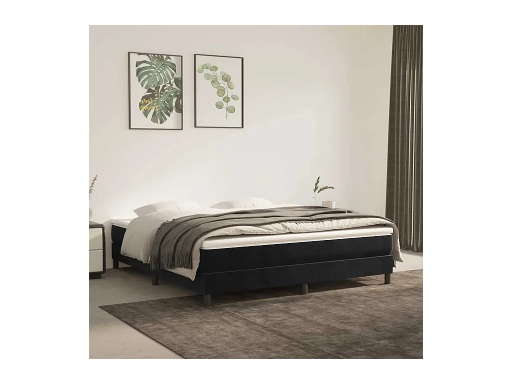 Matelas de lit à ressorts ensachés noir 160x220x20 cm velours