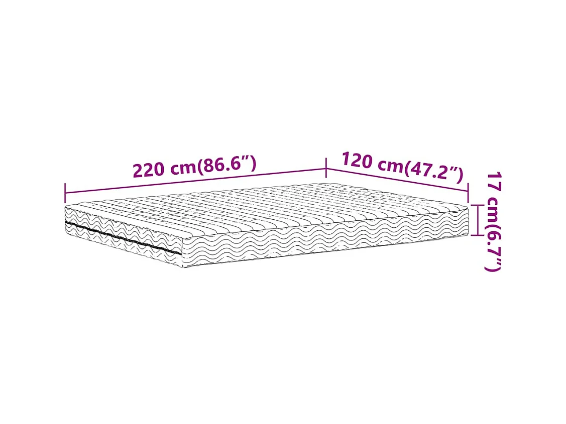 Matelas en mousse blanc 120x220 cm dureté H2 H3