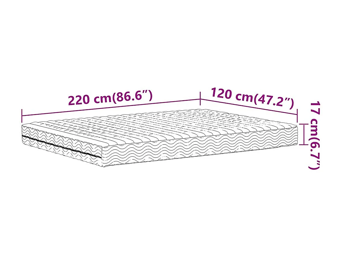 Schuimmatras hardheid H2 H3 120x220 cm wit
