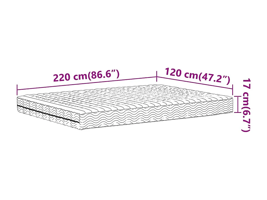 Schuimmatras hardheid H2 H3 120x220 cm wit