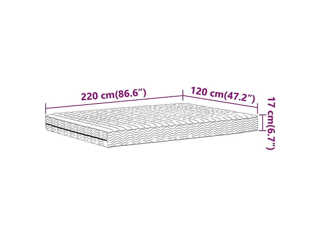 Colchón de espuma dureza H2 H3 blanco 120x220 cm