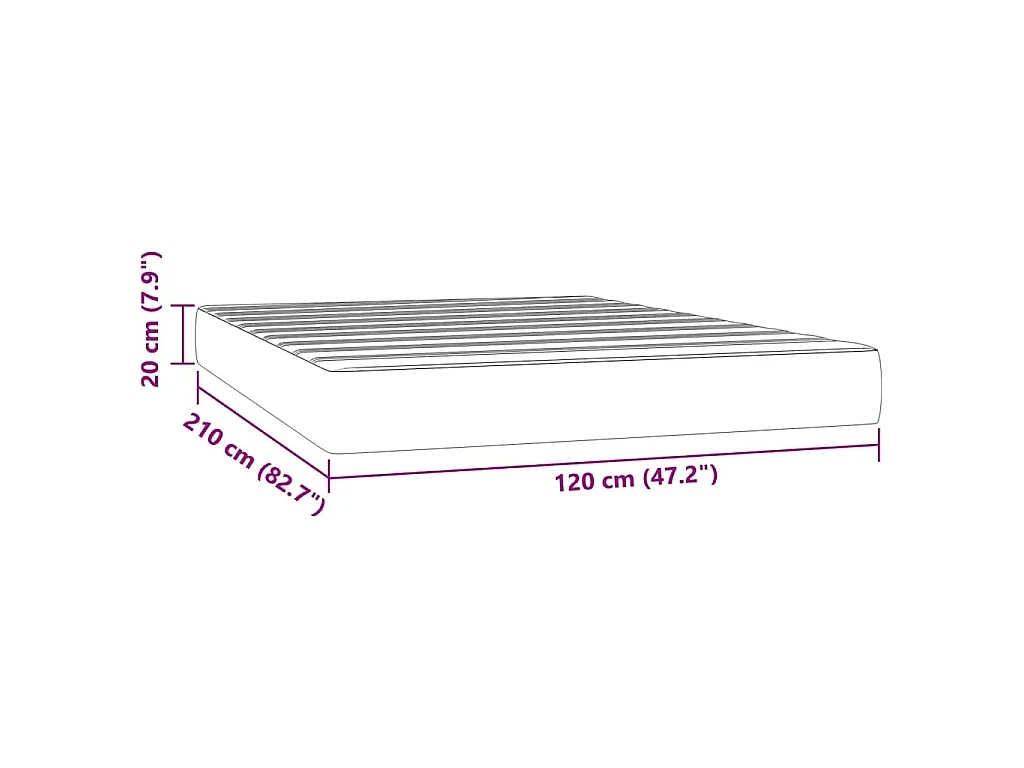 Matelas de lit à ressorts ensachés fermeté moyenne 120x210x20 cm velours