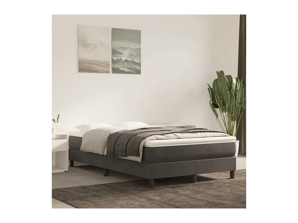 Materasso a Molle Grigio Scuro 140x210x20 cm in Velluto