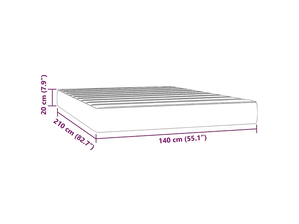 Matelas de lit à ressorts ensachés fermeté moyenne 140x210x20 cm velours