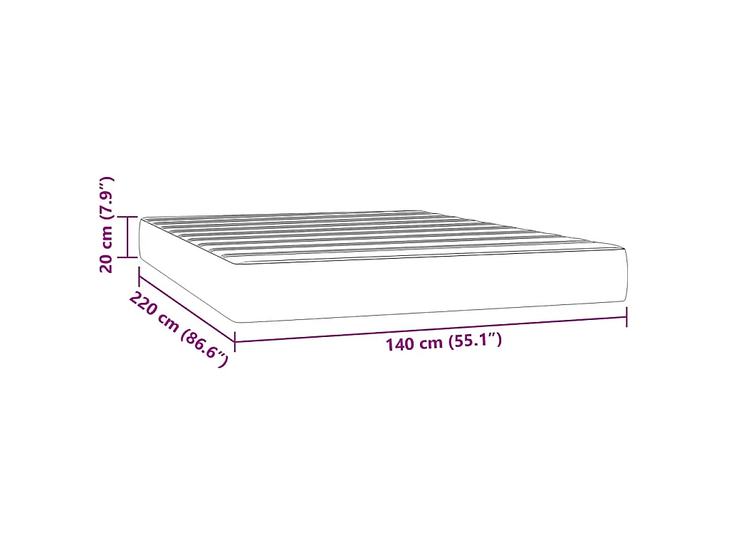 Matelas de lit à ressorts ensachés fermeté moyenne gris clair 140x220x20 cm