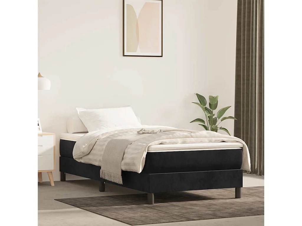 Matelas de lit à ressorts ensachés fermeté moyenne noir 120x190x20 cm velours