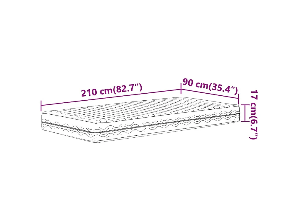 Colchão de espuma 90x210 cm dureza H2 H3 branco