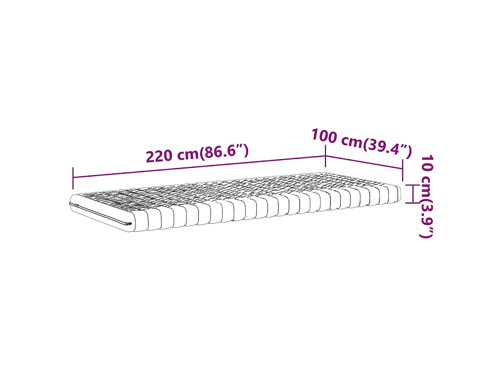 Schuimmatras 7 zones hardheid 20 ILD 100x220 cm wit