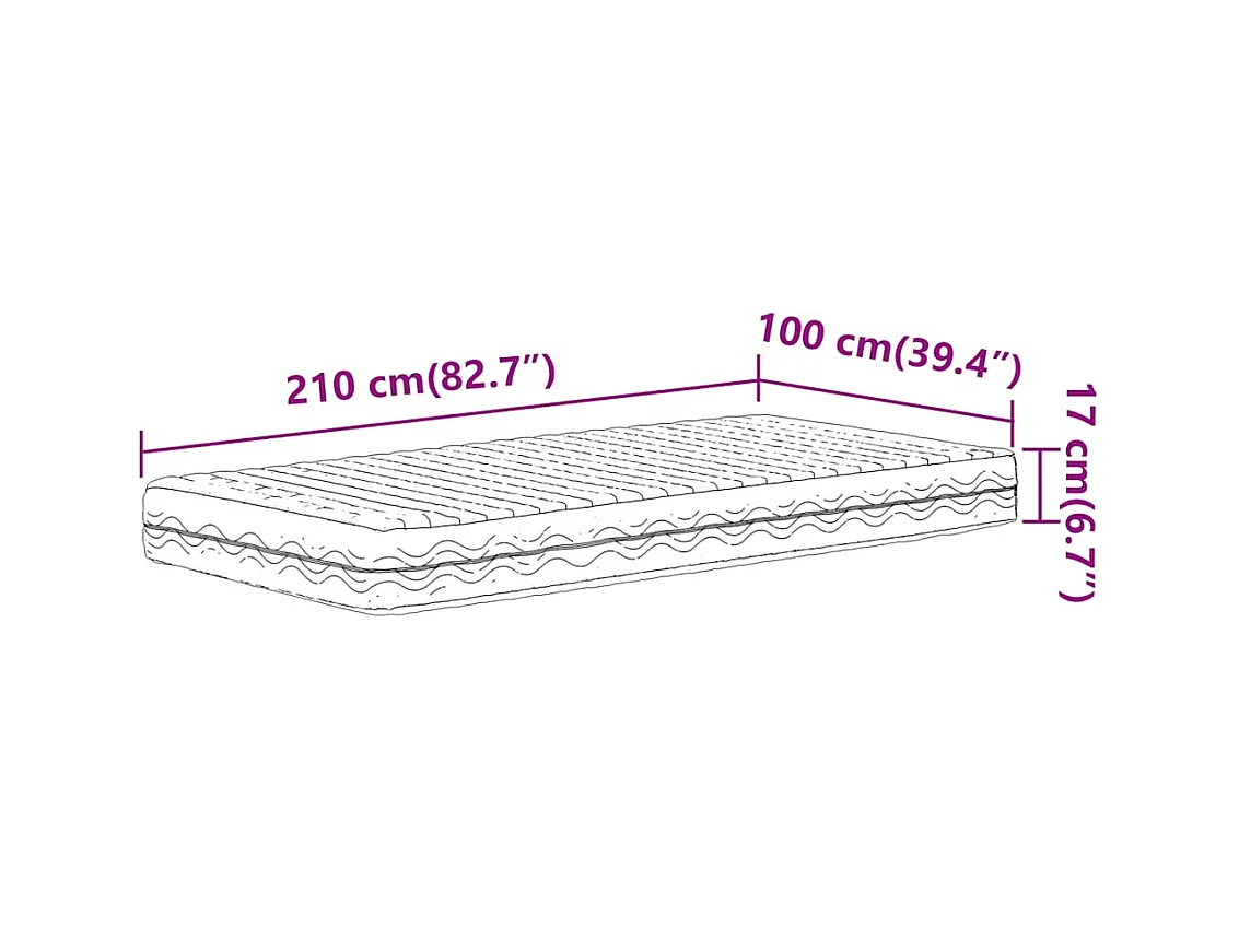 Matelas en mousse blanc 100x210 cm dureté H2 H3