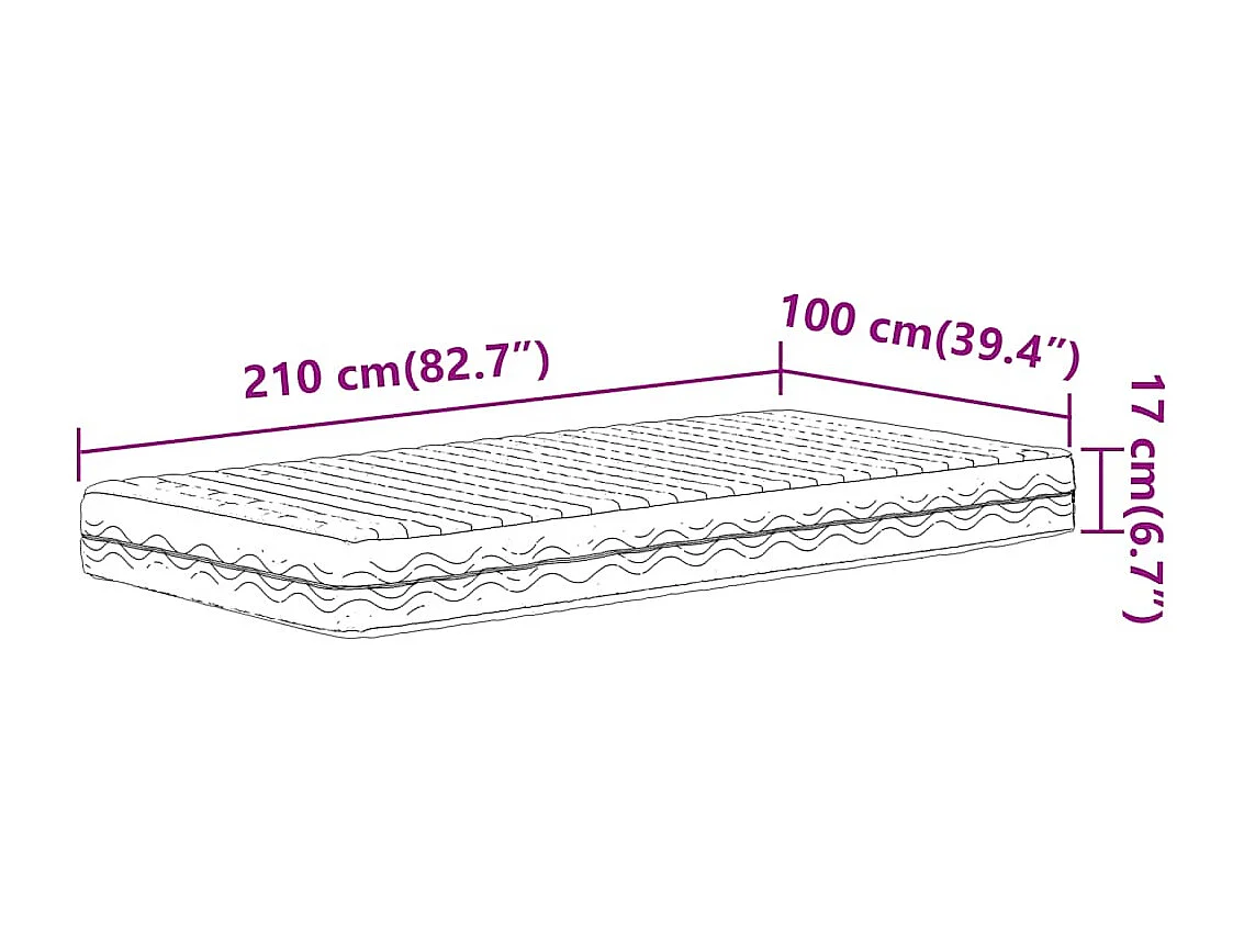 Schuimmatras hardheid H2 H3 100x210 cm wit