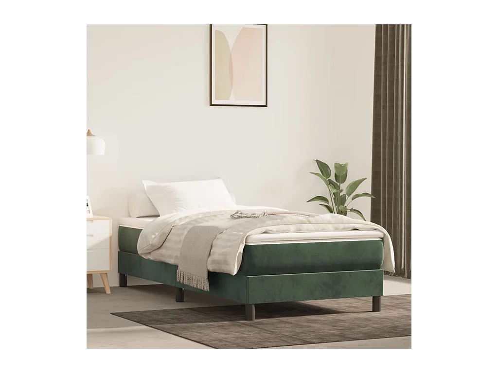 Materasso a Molle Verde Scuro 90x220x20 cm in Velluto