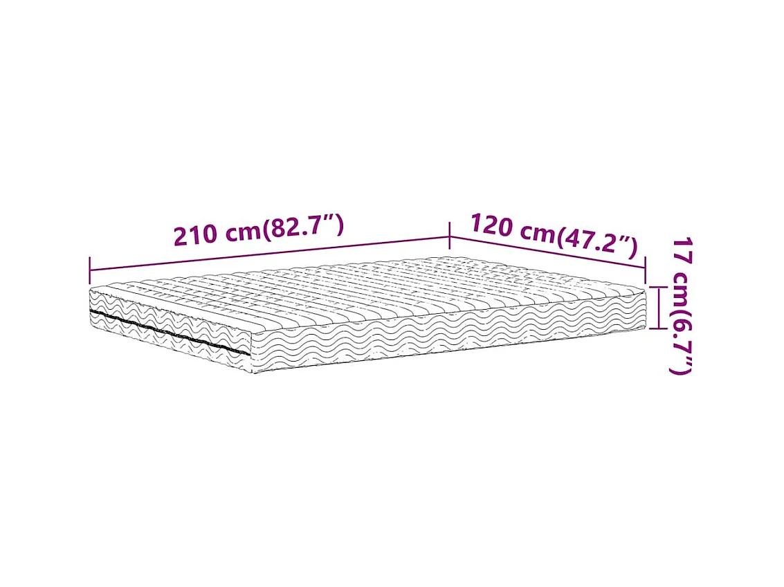Matelas en mousse blanc 120x210 cm dureté H2 H3