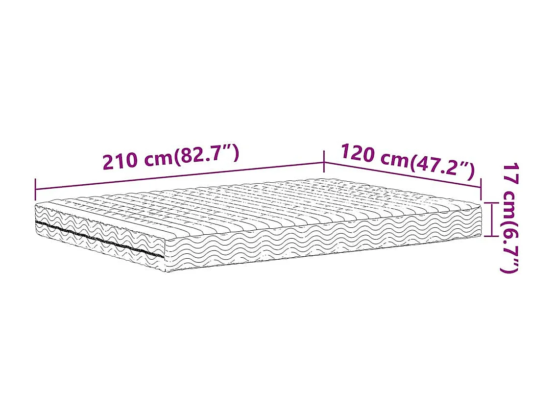 Schuimmatras hardheid H2 H3 120x210 cm wit