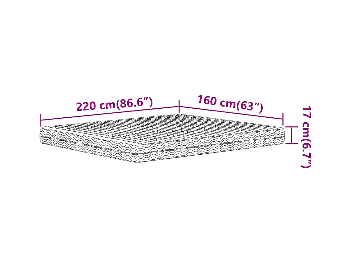 Matelas en mousse blanc 160x220 cm dureté H2 H3