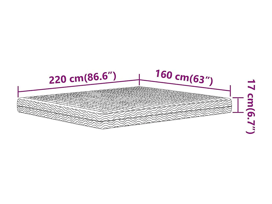 Matelas en mousse blanc 160x220 cm dureté H2 H3