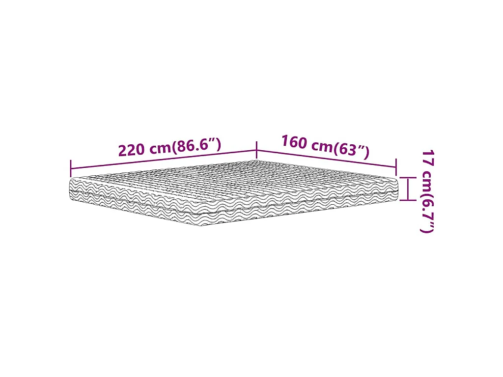 Matelas en mousse blanc 160x220 cm dureté H2 H3