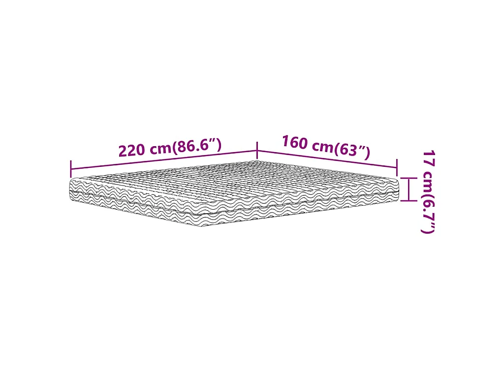 Matelas en mousse blanc 160x220 cm dureté H2 H3