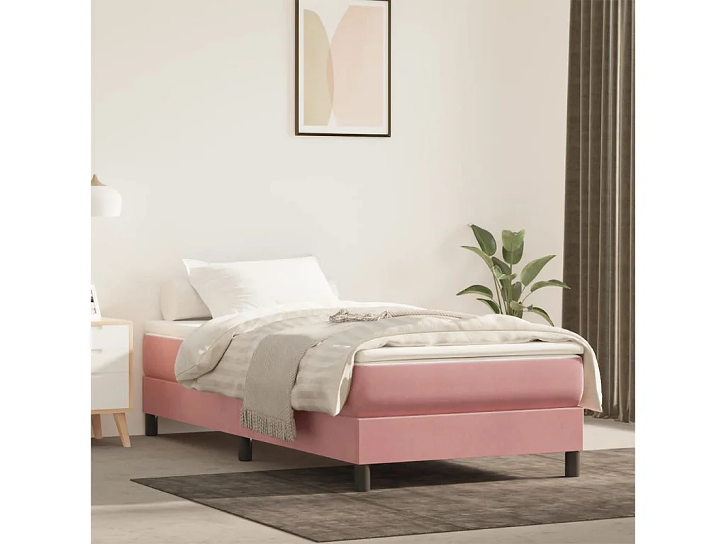 Matelas de lit à ressorts ensachés fermeté moyenne rose 120x190x20 cm velours