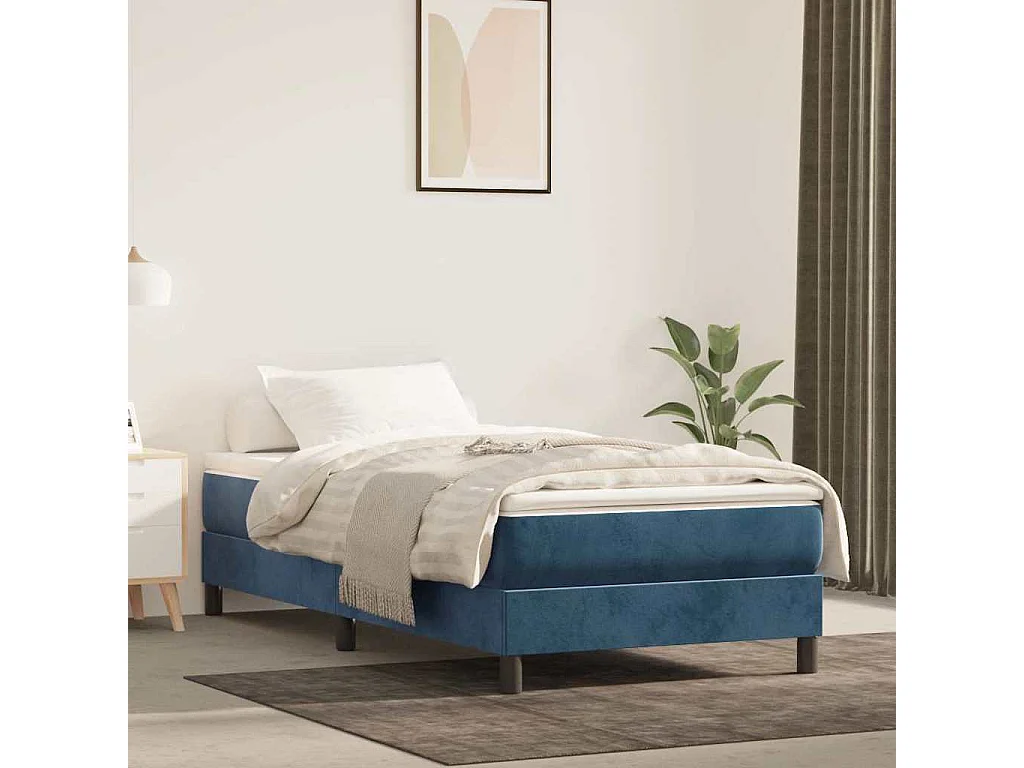 Pocketveringmatras medium 90x220x20 cm fluweel donkerblauw