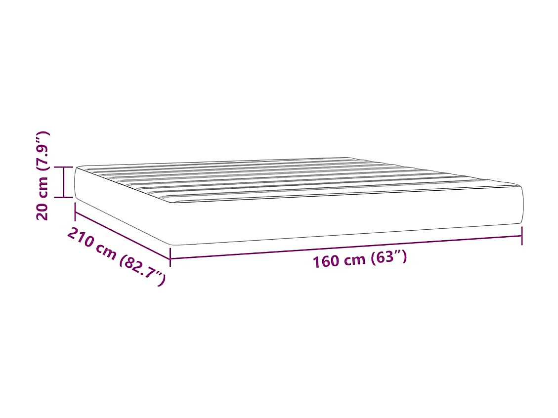 Matelas de lit à ressorts ensachés rose 160x210x20 cm velours