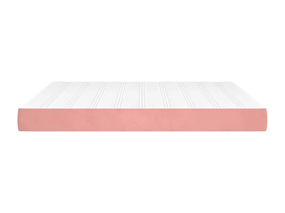 Matelas de lit à ressorts ensachés rose 160x210x20 cm velours