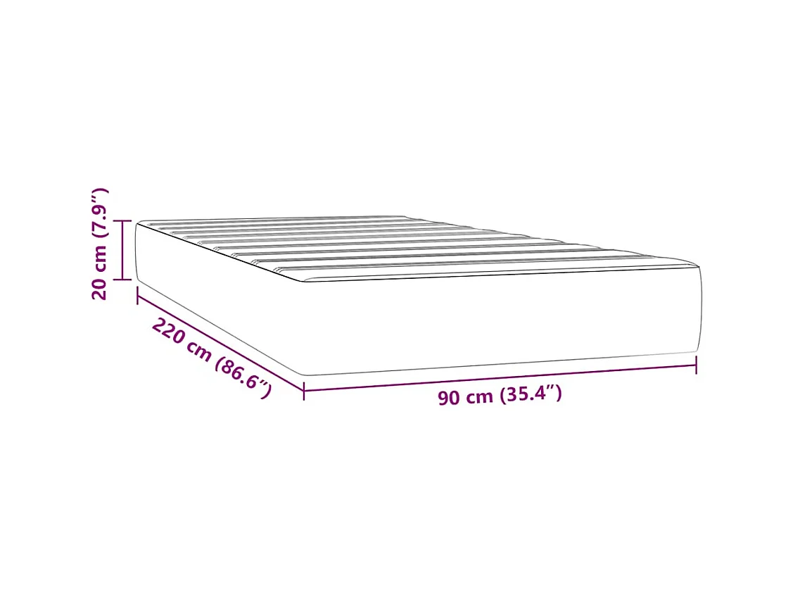 Matelas de lit à ressorts ensachés noir 90x220x20 cm velours