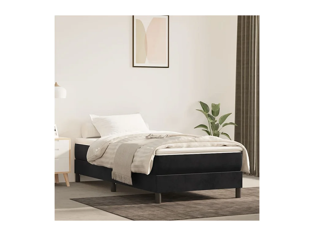 Pocketveringmatras 90x220x20 cm fluweel zwart