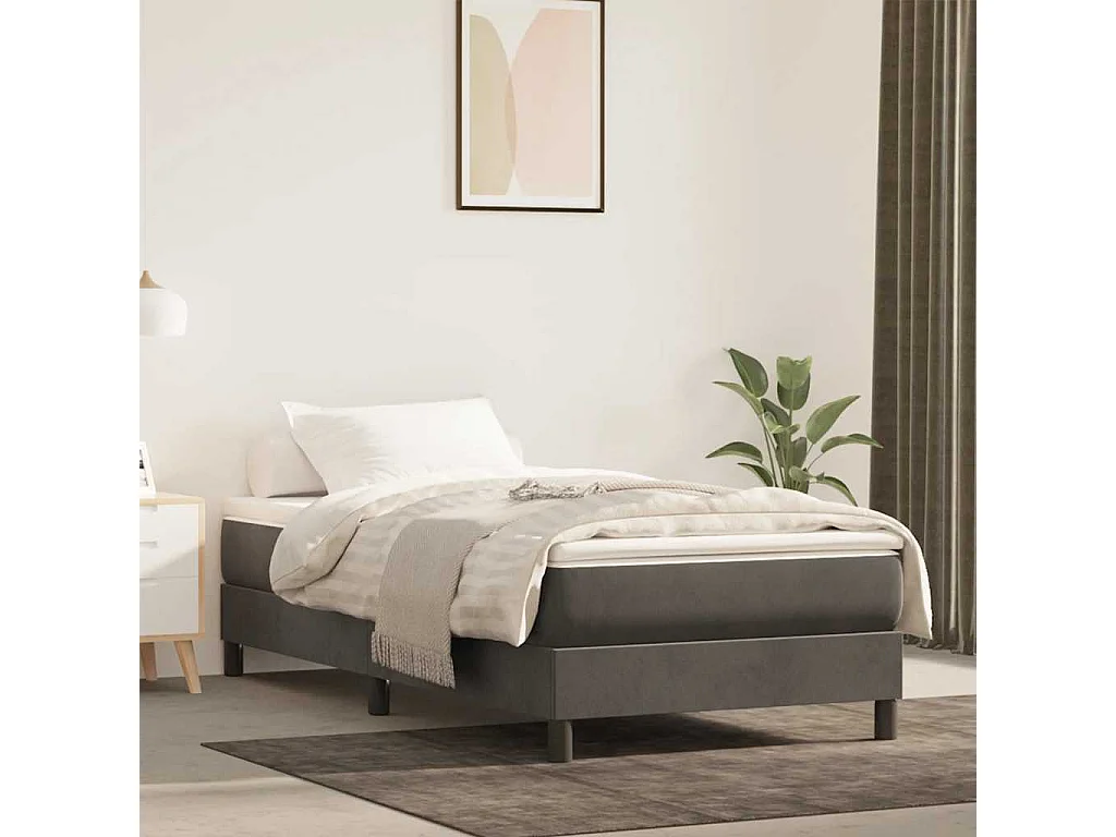 Pocketveringmatras medium 90x220x20 cm fluweel donkergrijs