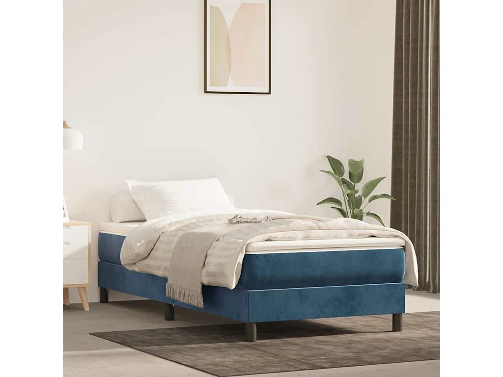 Matelas à ressorts ensachés pour enfants fermeté moyenne bleu 80x160 cm velours