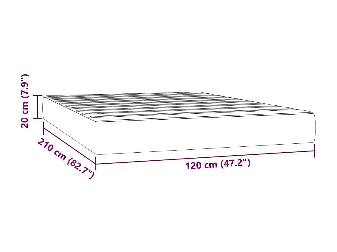 Matelas de lit à ressorts ensachés noir 120x210x20 cm velours