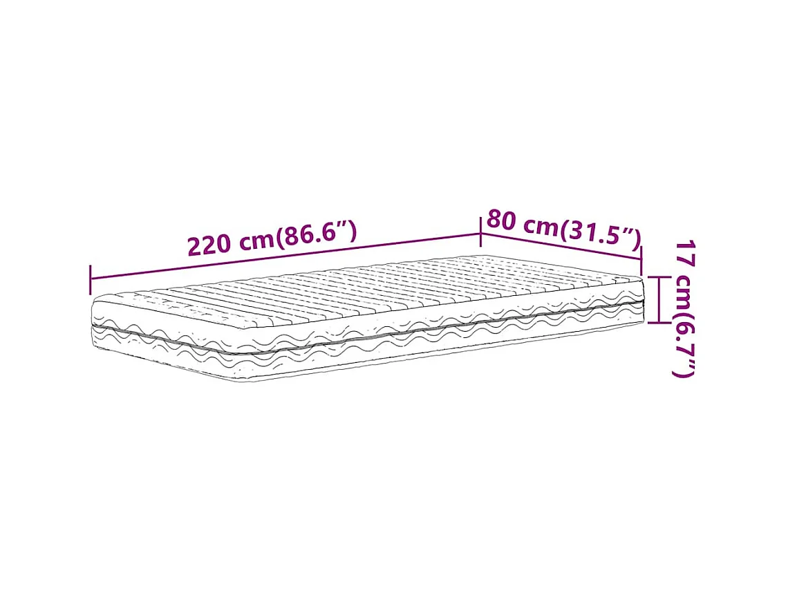 Matelas en mousse blanc 80x220 cm dureté H2 H3