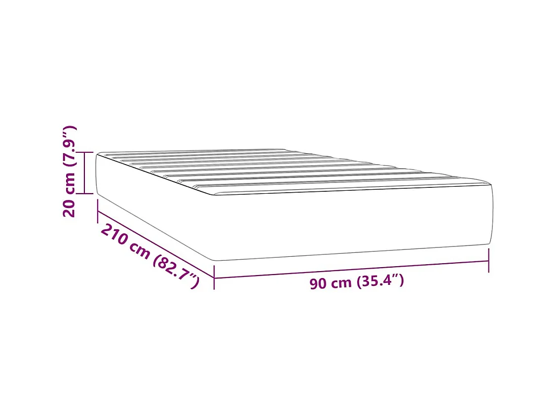 Matelas de lit à ressorts ensachés 90x210x20 cm velours