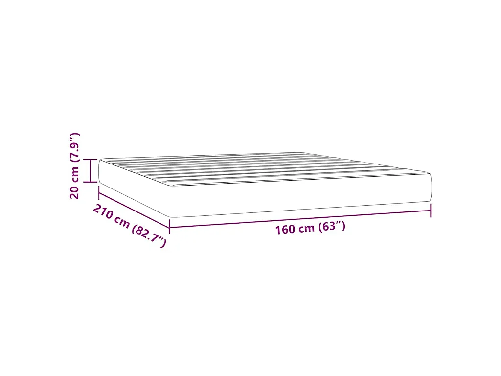 Matelas de lit à ressorts ensachés fermeté moyenne 160x210x20 cm velours