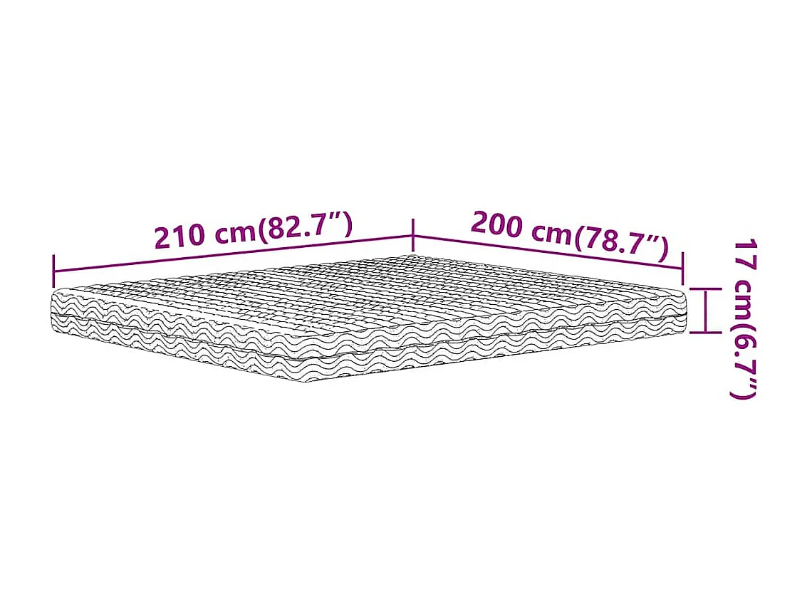 Matelas en mousse blanc 200x210 cm dureté H2 H3
