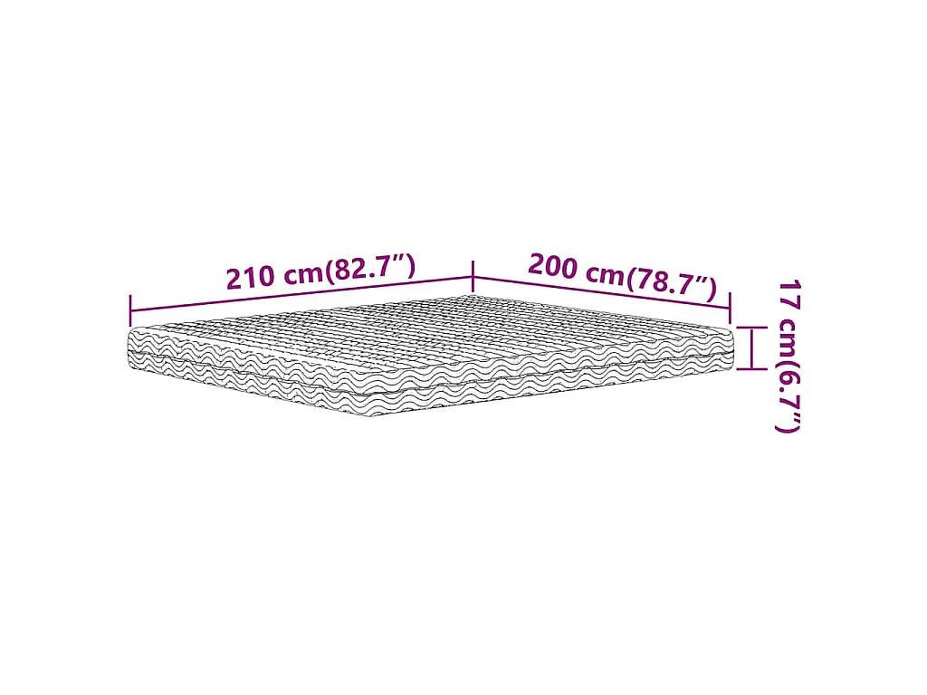 Matelas en mousse blanc 200x210 cm dureté H2 H3