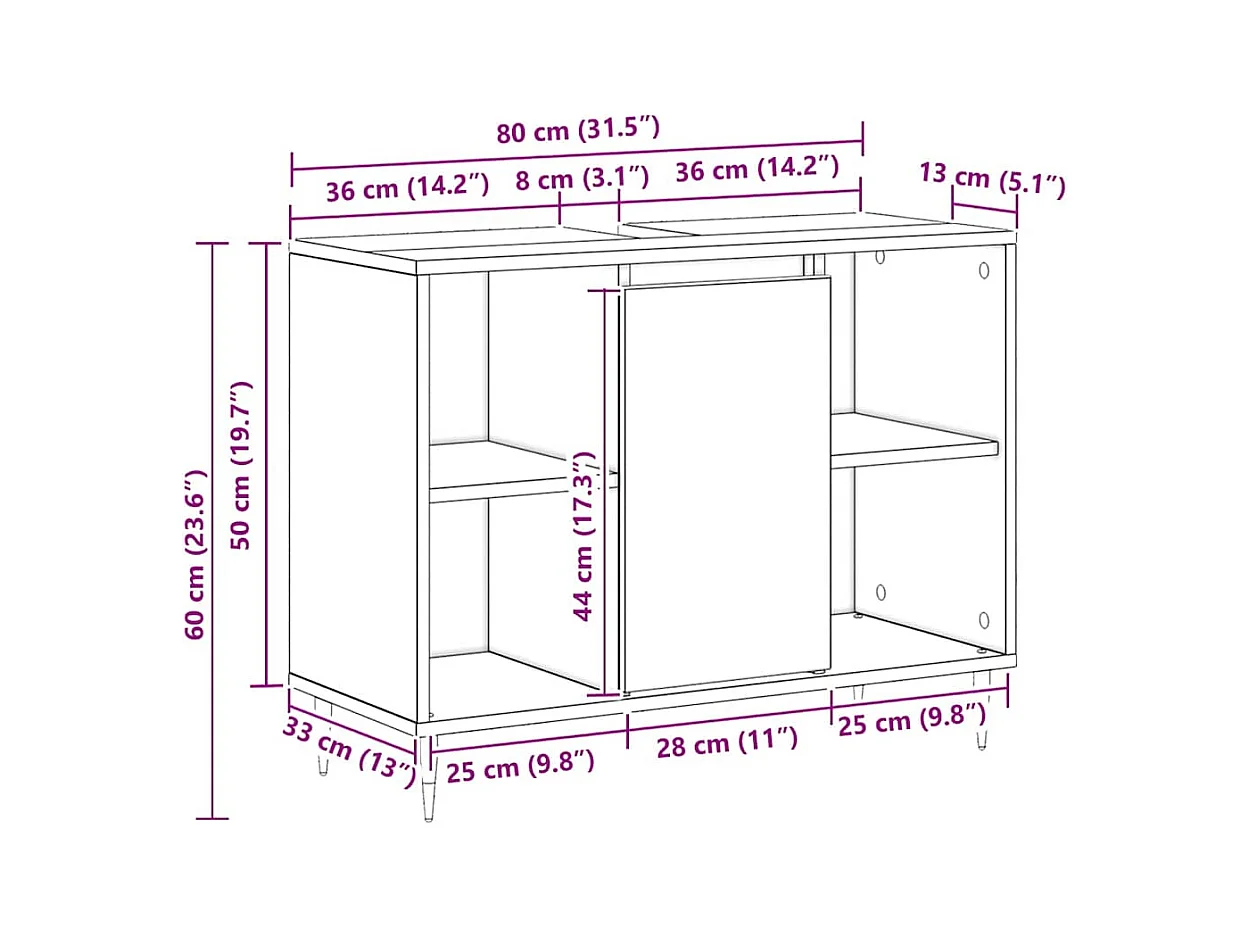 Cabinet de salle de bain avec porte Bois ancien 80 x 33 x 60 cm