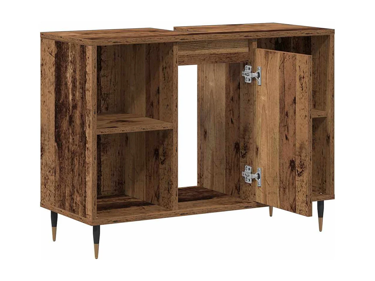 Cabinet de salle de bain avec porte Bois Ancien 80 x 33 x 60 cm