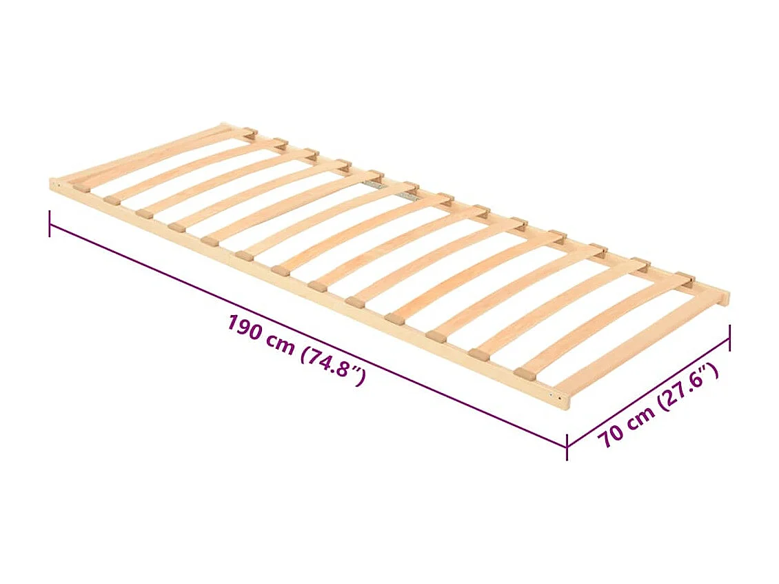 Base a doghe Marrone 70 x 190 cm Legno massello di faggio