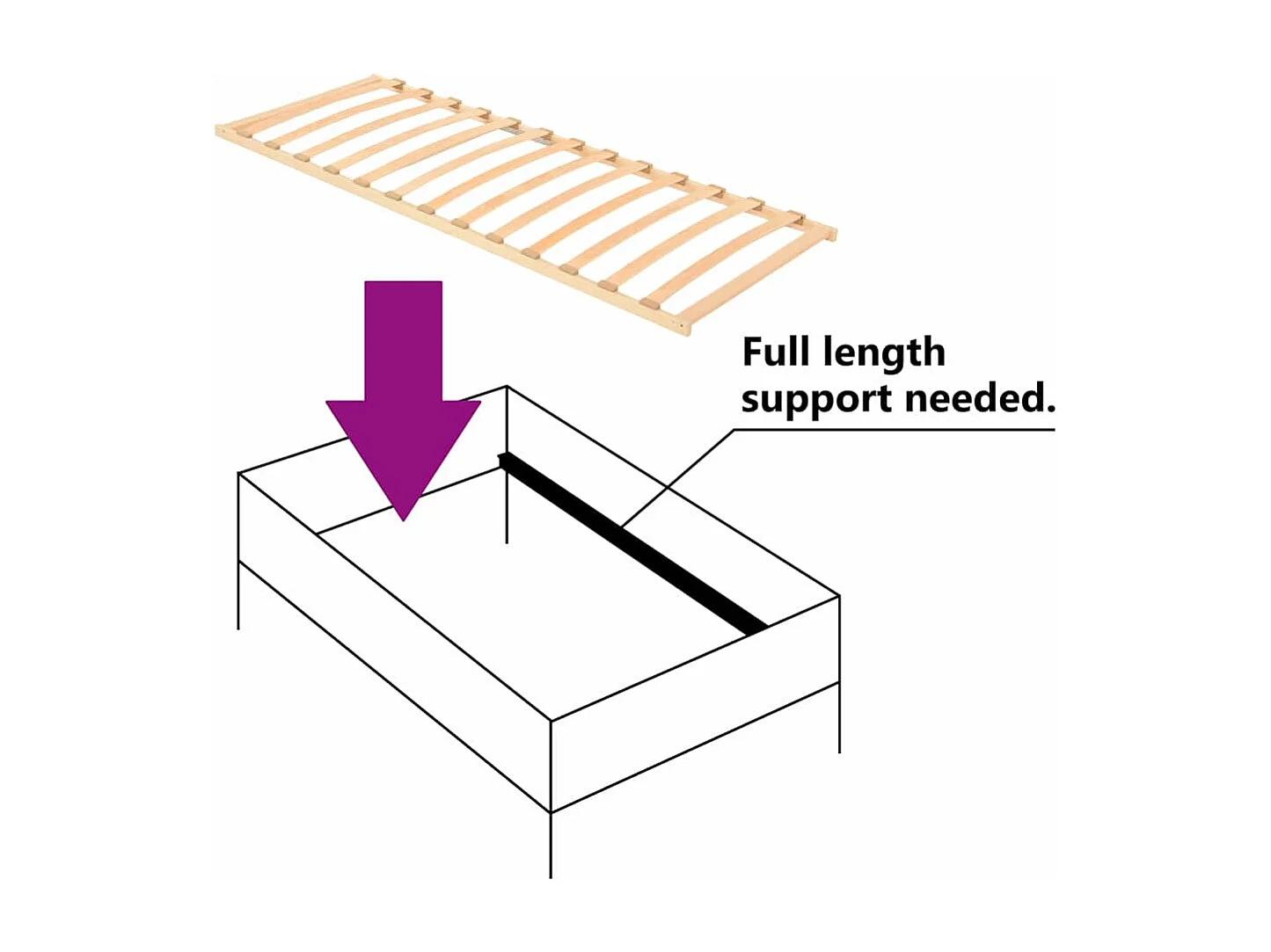Base a doghe Marrone 70 x 190 cm Legno massello di faggio